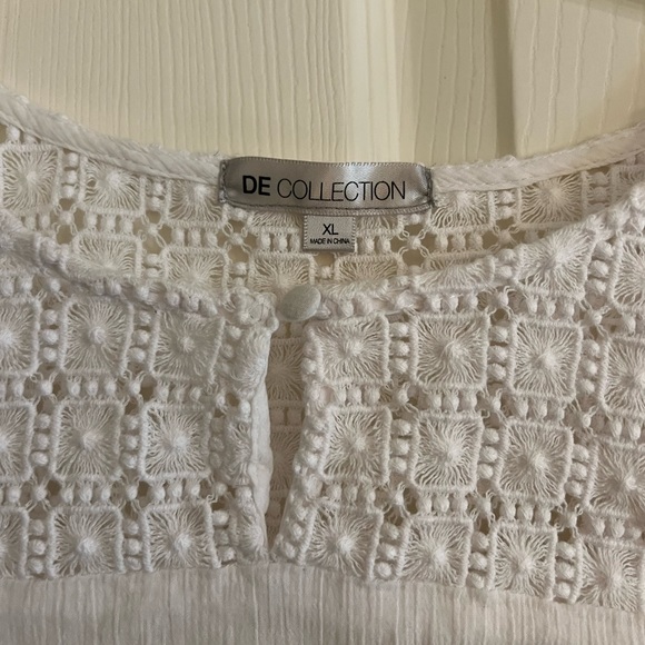 3/$10 Down East White Blouse with Unique Lace Yoke - Picture 8 of 8